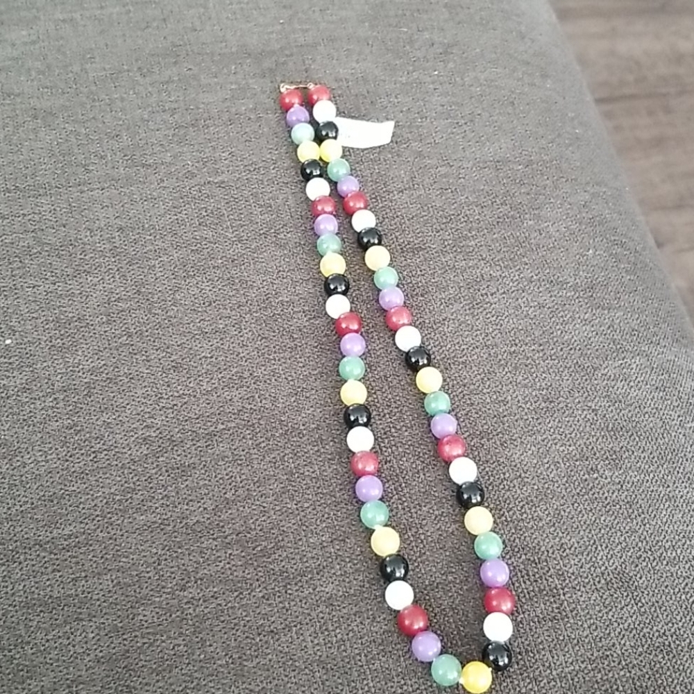 14k 18" multi jade colored necklace